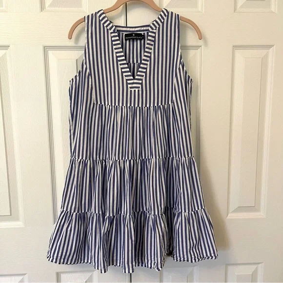 Tuckernuck Pomander Place Kenzo Blue & White Striped Cotton Poplin Sun Dress - Picture 14 of 15
